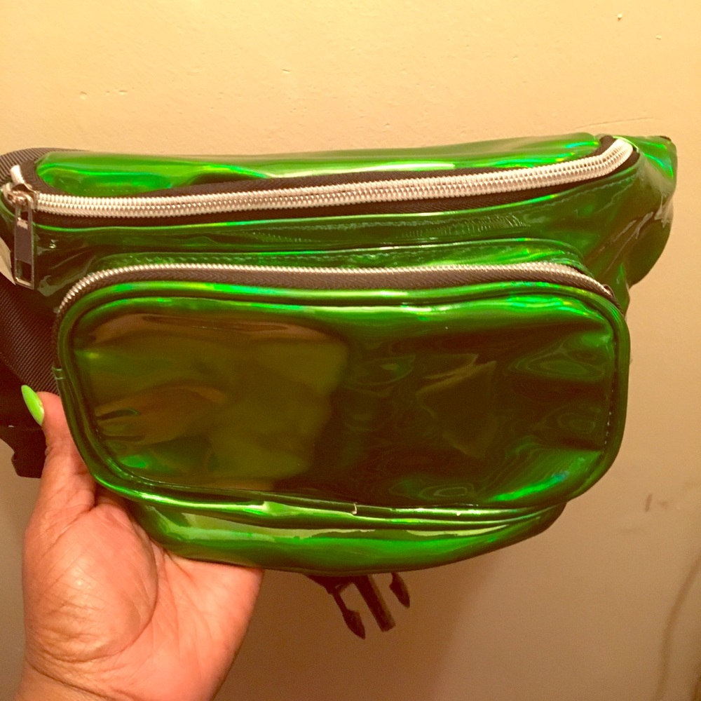 Green metallic pouch